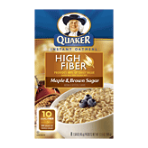 Quaker High Fiber maple & brown sugar flavor instant oatmeal, 8-packs Full-Size Picture